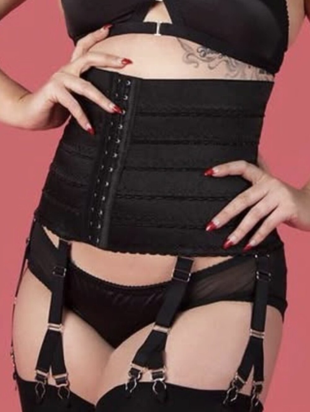 Black Waist Cincher Garter Set - Women Intimates By Pip And Pantalaimon